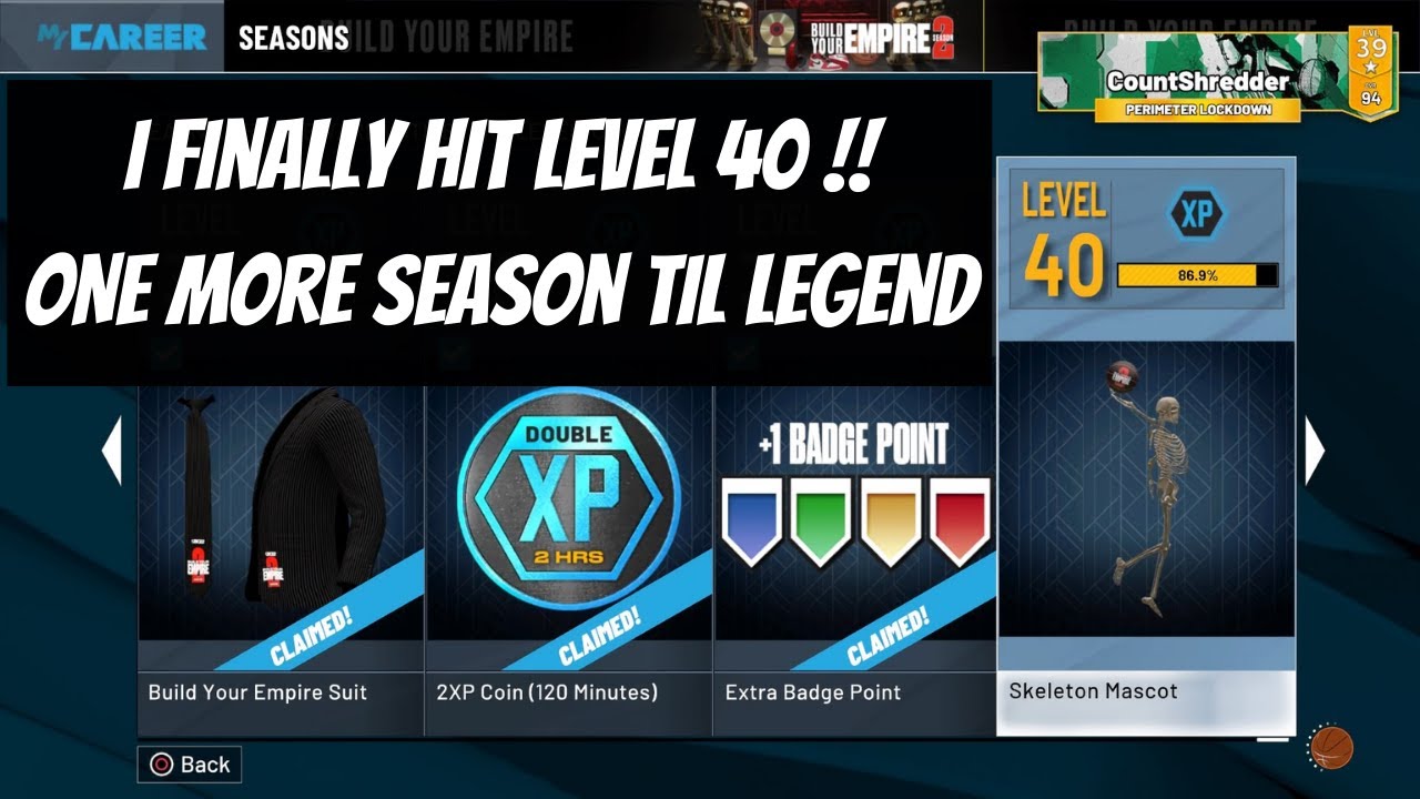NBA 2k22...I Finally Hit Level 40 !!  How Level 39 Extra Badge Works & How to Wear Level 40 Skeleton