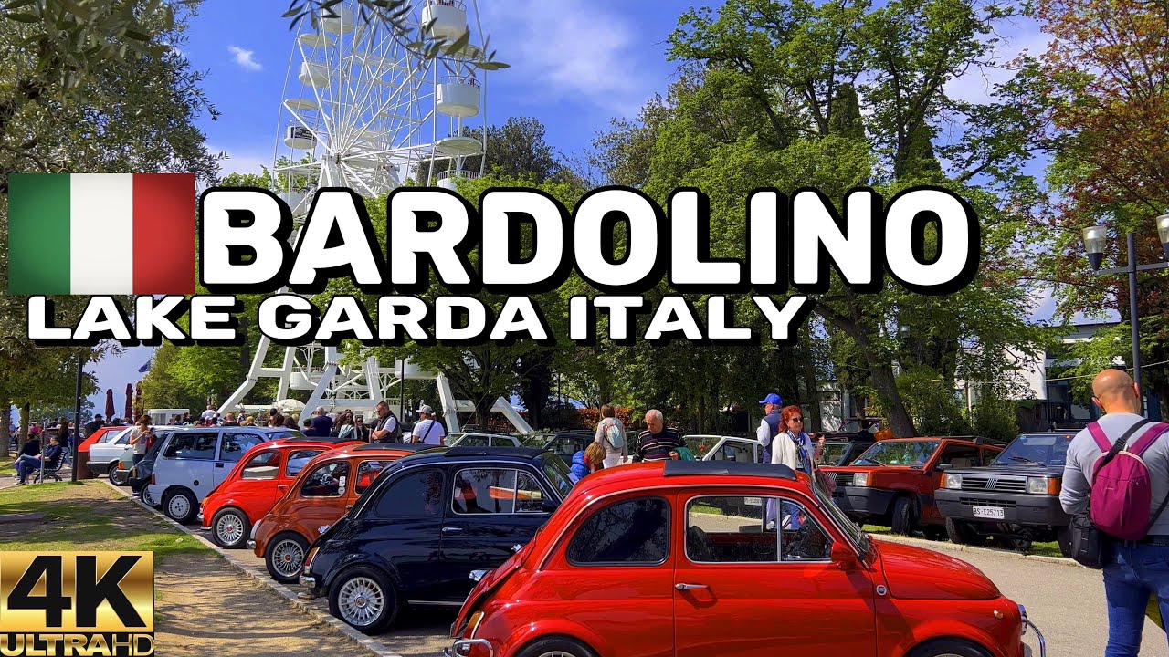 [4k] 🇮🇹 BARDOLINO, LAKE GARDA ITALY PROMENADE WALK | CLASSIC CAR PARADE + TULIPS APRIL 2023