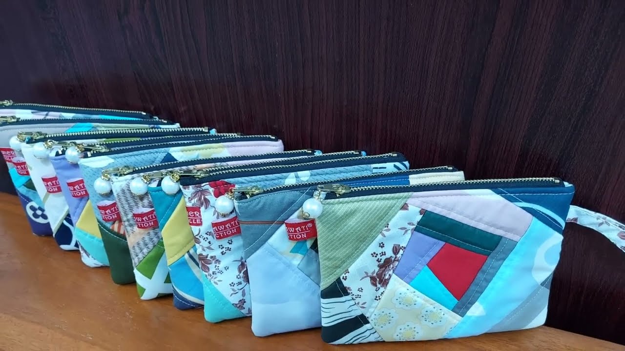 Simple Pouch. Scrappy Patchwork Quilt. Menjahit Perca Membuka Peluang Usaha. Kerajinan Kain Perca.