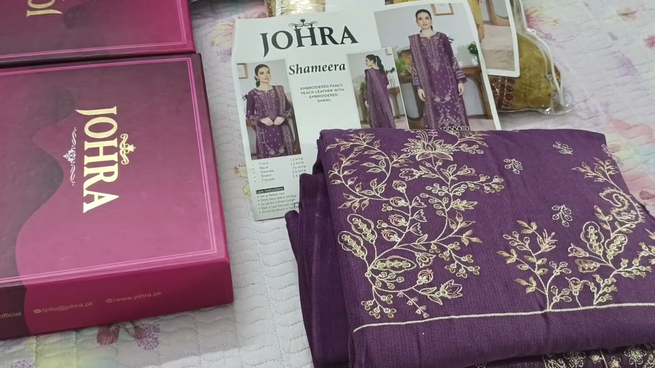 johra by  Shameera Embroidered fancy Peach Leather | Unboxing & Full Details 🤗