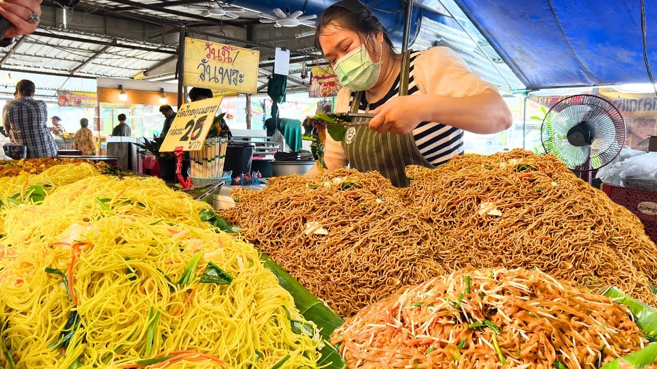 Only 0.70$! Amazing Skill Thai Chef Cooking 5 Types of Fried Noodles Non Stop | Thai Street Food