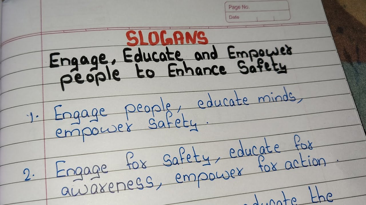 Slogans Engage Educate Empower People Enhance Safety// National Safety Day 10 Slogans in english 