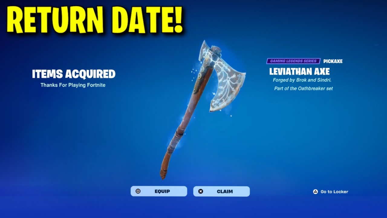LEVIATHAN AXE RETURN DATE in FORTNITE ITEM SHOP! (Leviathan Axe Pickaxe Returning 2026)