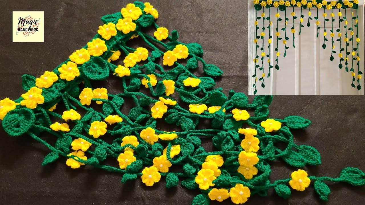 ऊन का तोरण और पट्टी, Crochet Woolen Toran, Bandhanwar, Door Hanging, Crochet Woolen mirror hanging