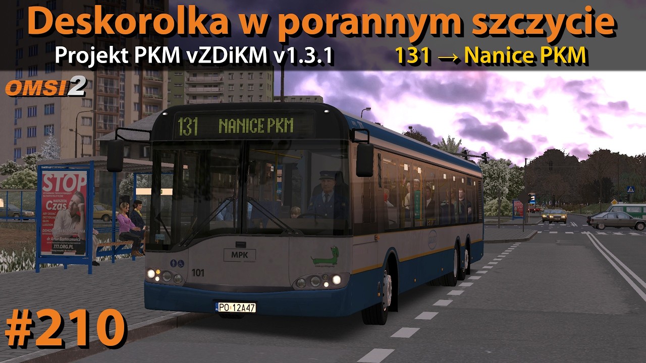 OMSI 2 #210: Deskorolka w porannym szczycie | Projekt PKM vZDiKM v1.3.1- 🚍131 | Solaris Urbino 15 II
