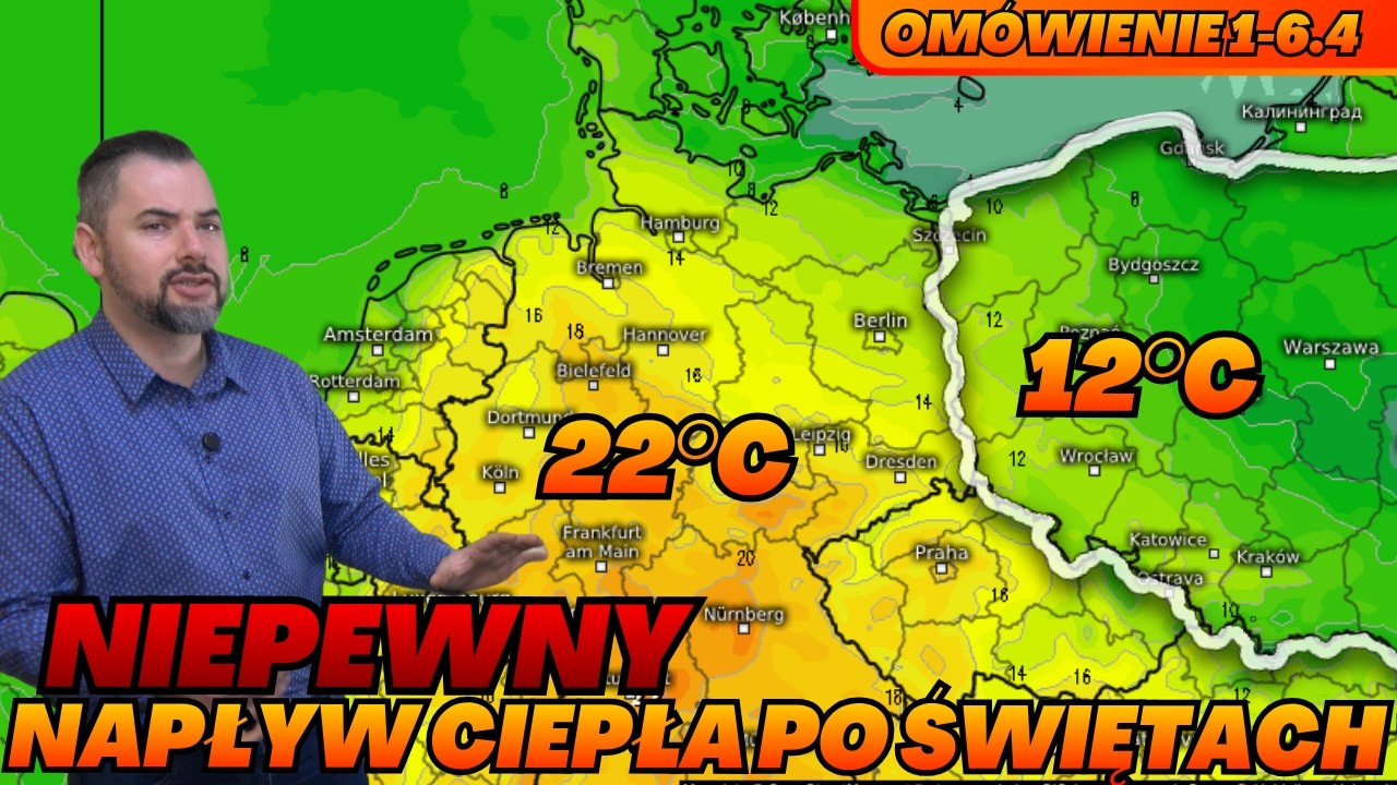 Do 20&deg;C w Niedzielę Wielkanocną. Napływ ciepła po Świętach nadal niepewny.  Om&oacute;wienie.