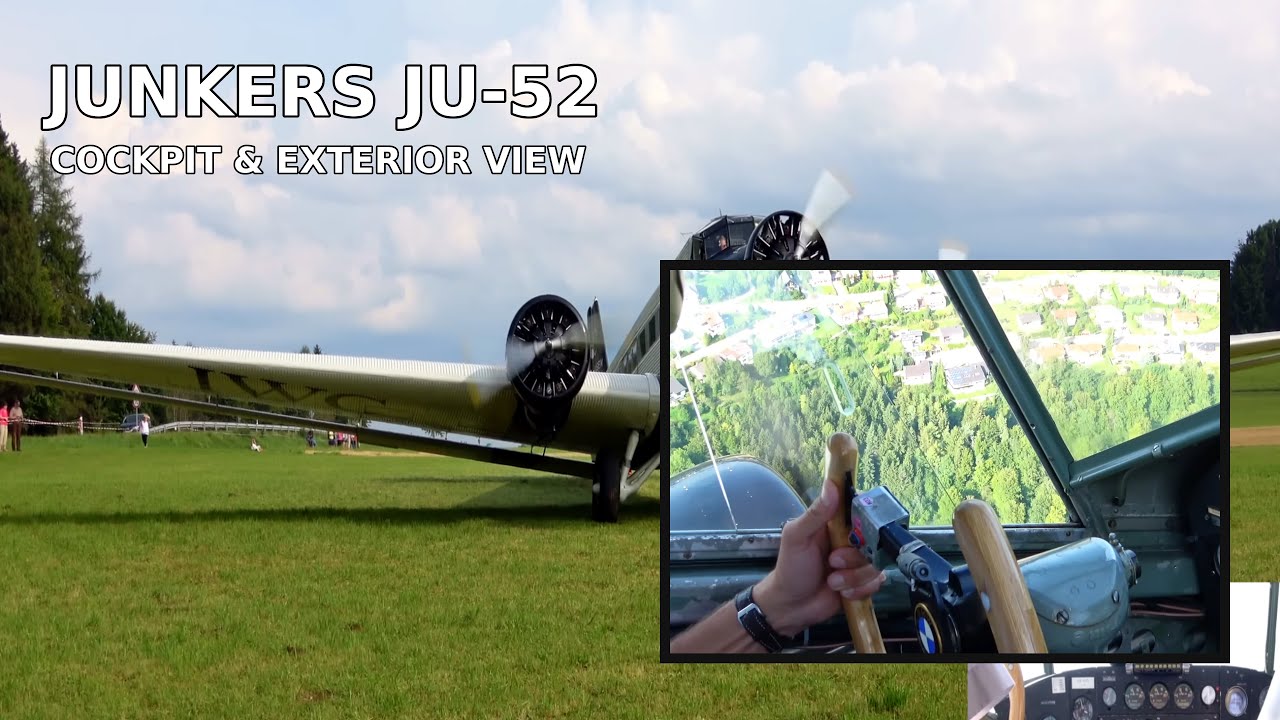 Junkers Ju-52 / 3m HB-HOS – Cockpit & Exterior Takeoff from Albstadt Degerfeld Airfield (EDSA)