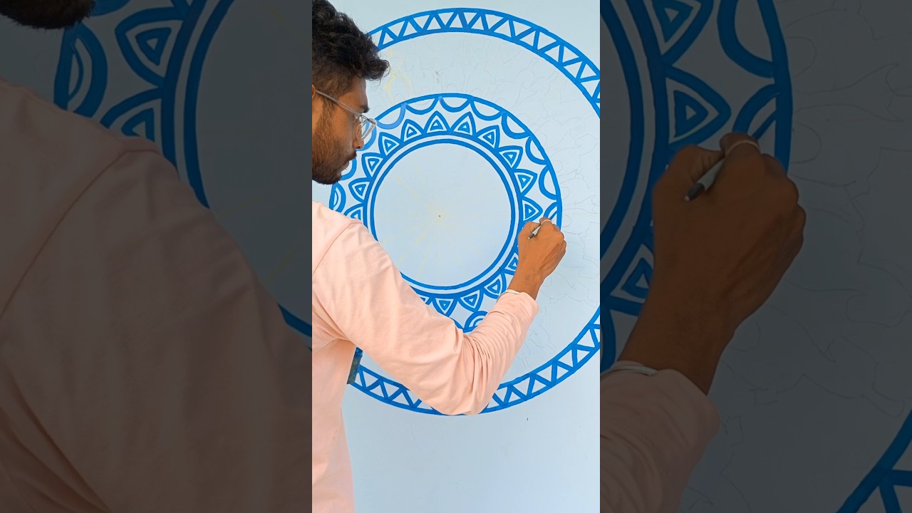 Design Art Alpona Painting 🖌️🎨#art #drawing #wall #alpona #alponadesign #alpana #shorts #trending 💕
