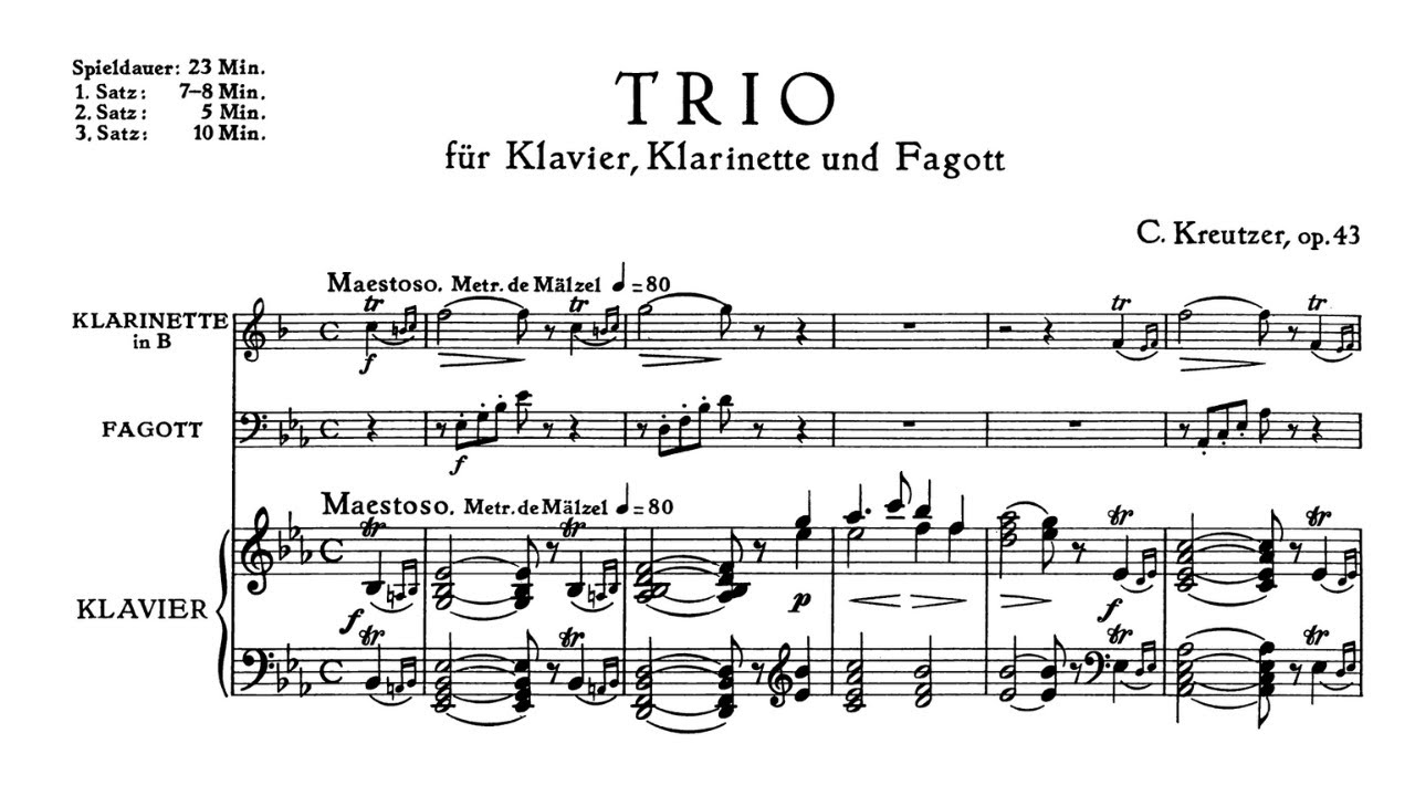 Conradin Kreutzer: Trio for Clarinet, Bassoon, and Piano, Op. 43 (c. 1818)