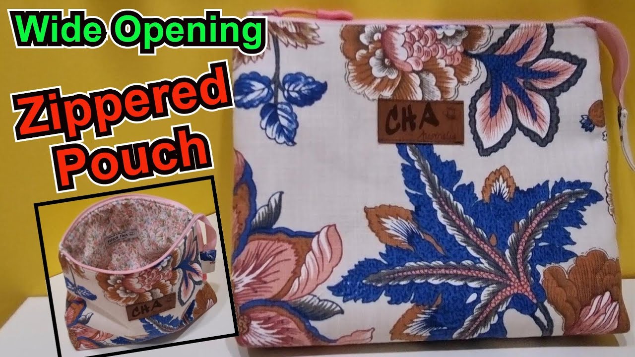 How to sew a wide opening zippered pouch end using Butler method turned in zipper ends