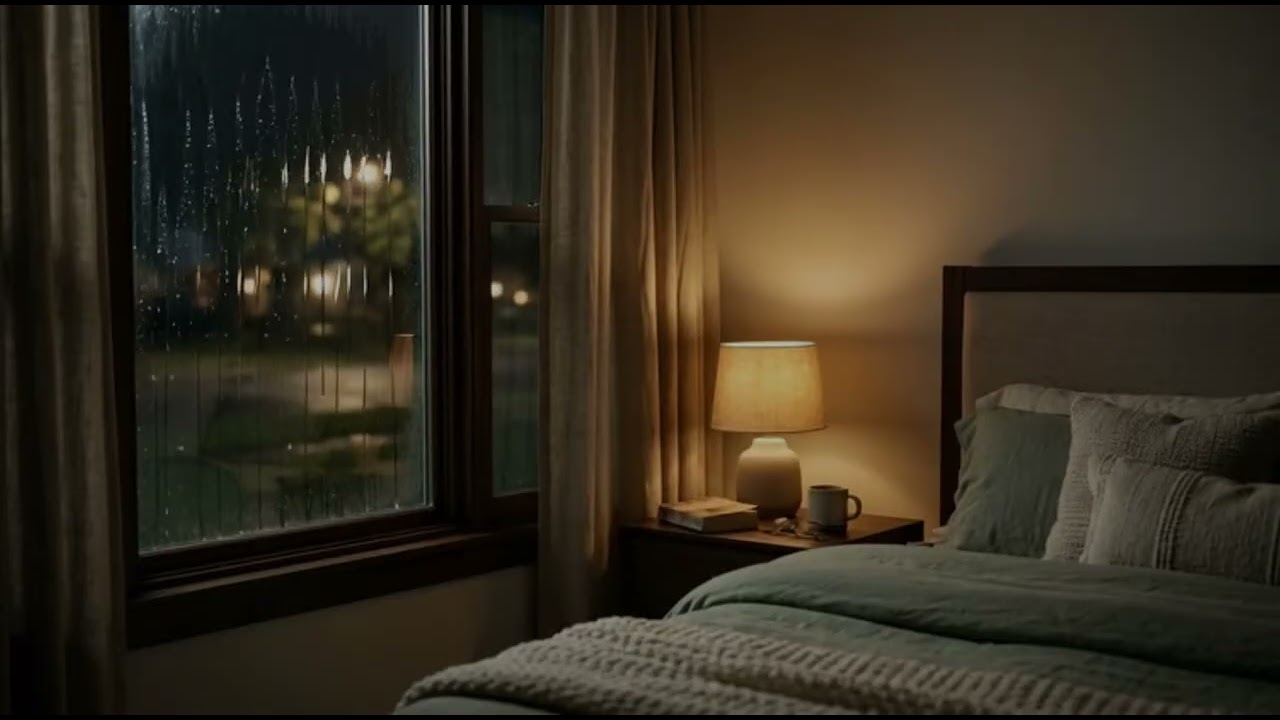 Cozy Rainy Night ⛈️ Window Rain and Low Thunder for Instant Sleep