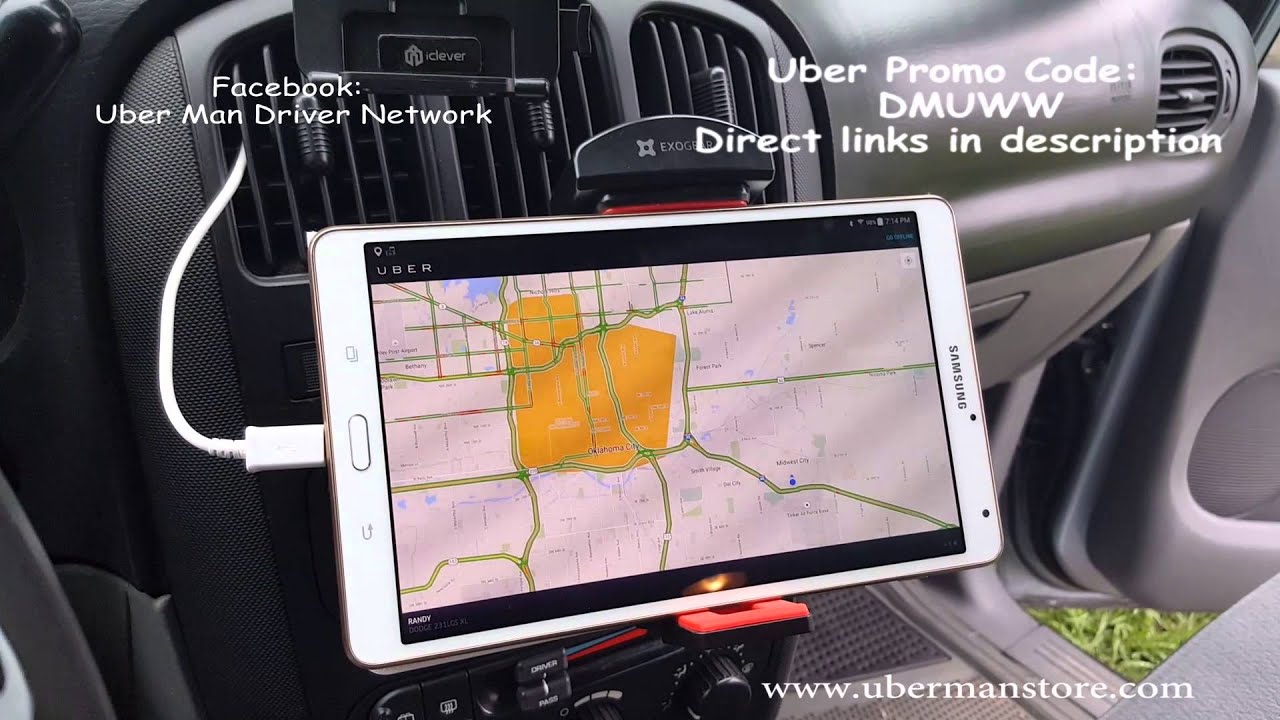 Uber Man's In Car Setup for Uber - UberXL Big Blue