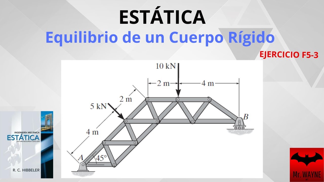 ESTÁTICA: Equilibrio de un Cuerpo Rígido | Ejercicio F5-3 R.C. HIBBELER 12 ed.