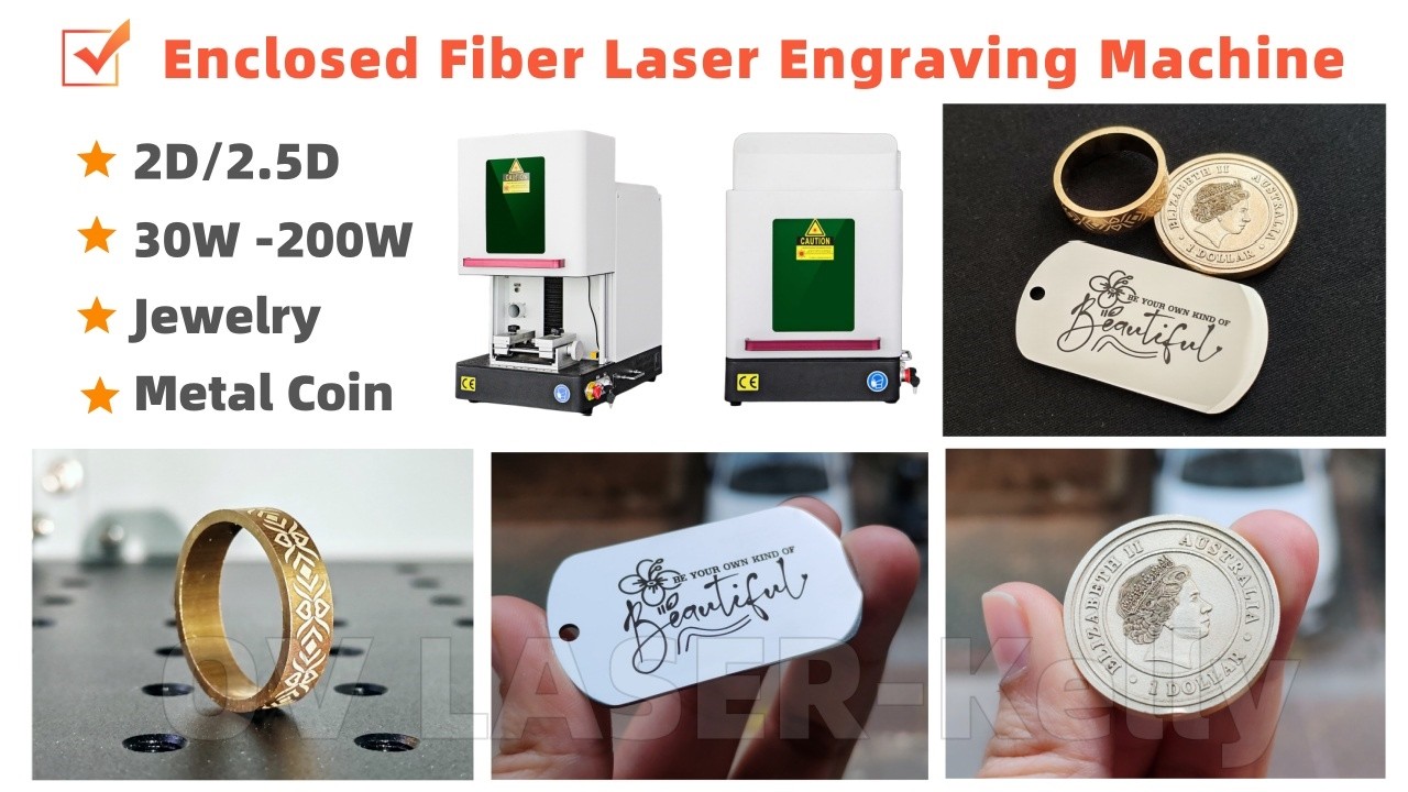 Full closed 2.5D laser engraving machine for metal