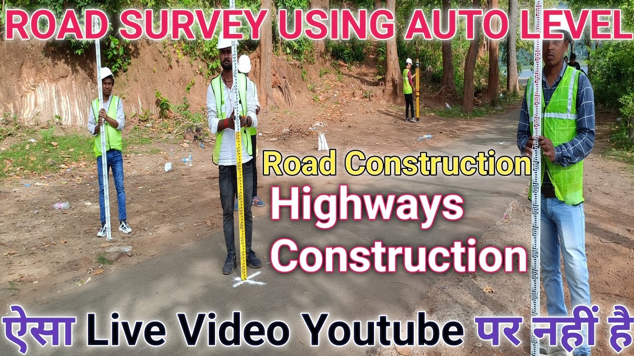 Part-1 Auto Level Survey in Road Construction | Road Survey Using Auto Level | Road Levelling Survey