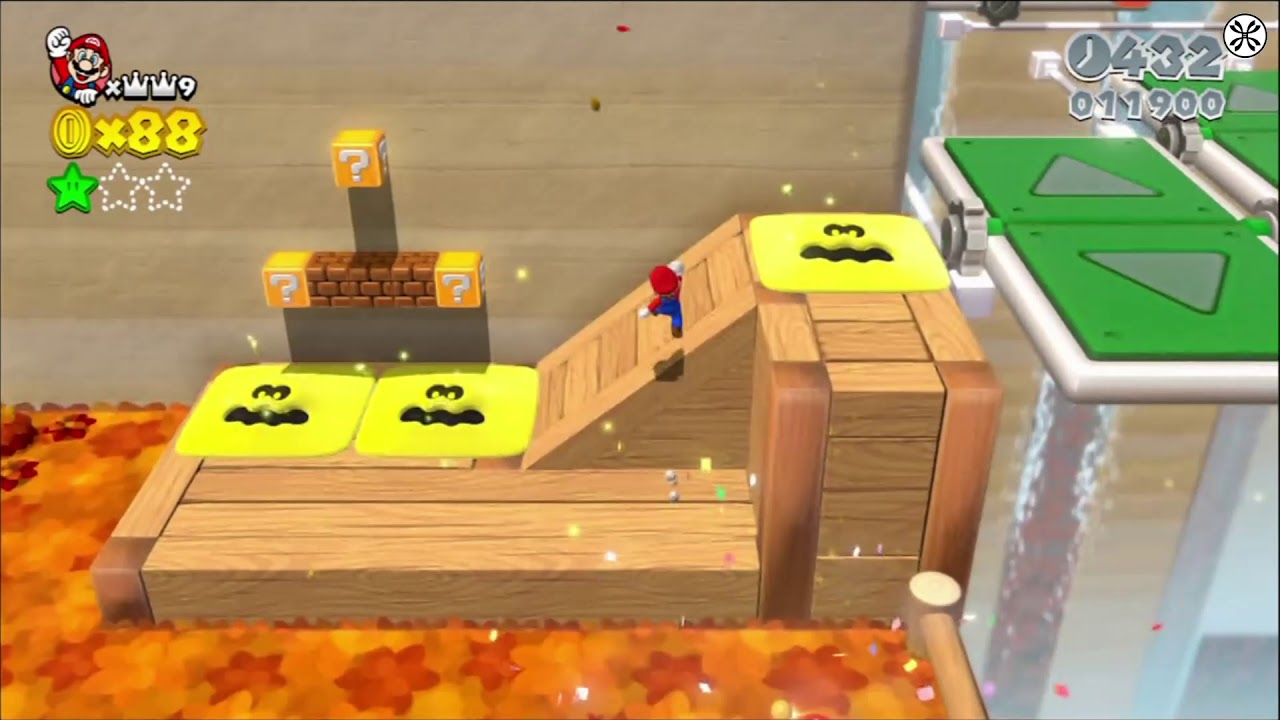 Super Mario 3D World: World 3-7: Switchboard Falls (All Stars & Stamp)