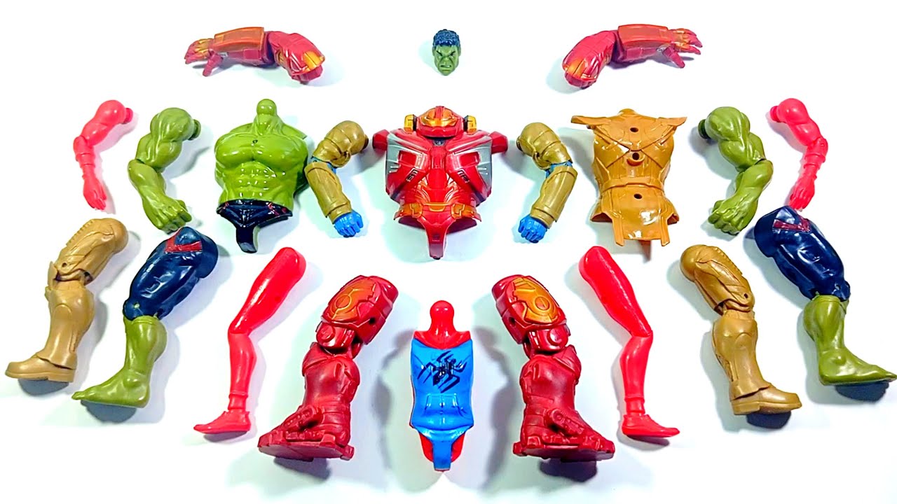 ASSEMBLE SUPERHERO TOYS.. HULK BUSTER vs HULK SMASH vs THANOS ARMOR vs SPIDER HODHI.. 