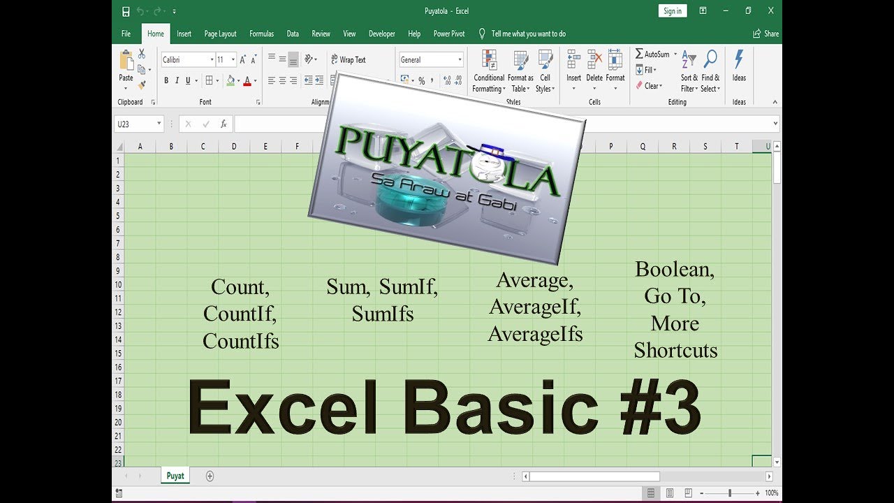 Excel Basic #3 Sum, Count, Average Functions, Boolean, GoTo, Filter, Sort (Tagalog)