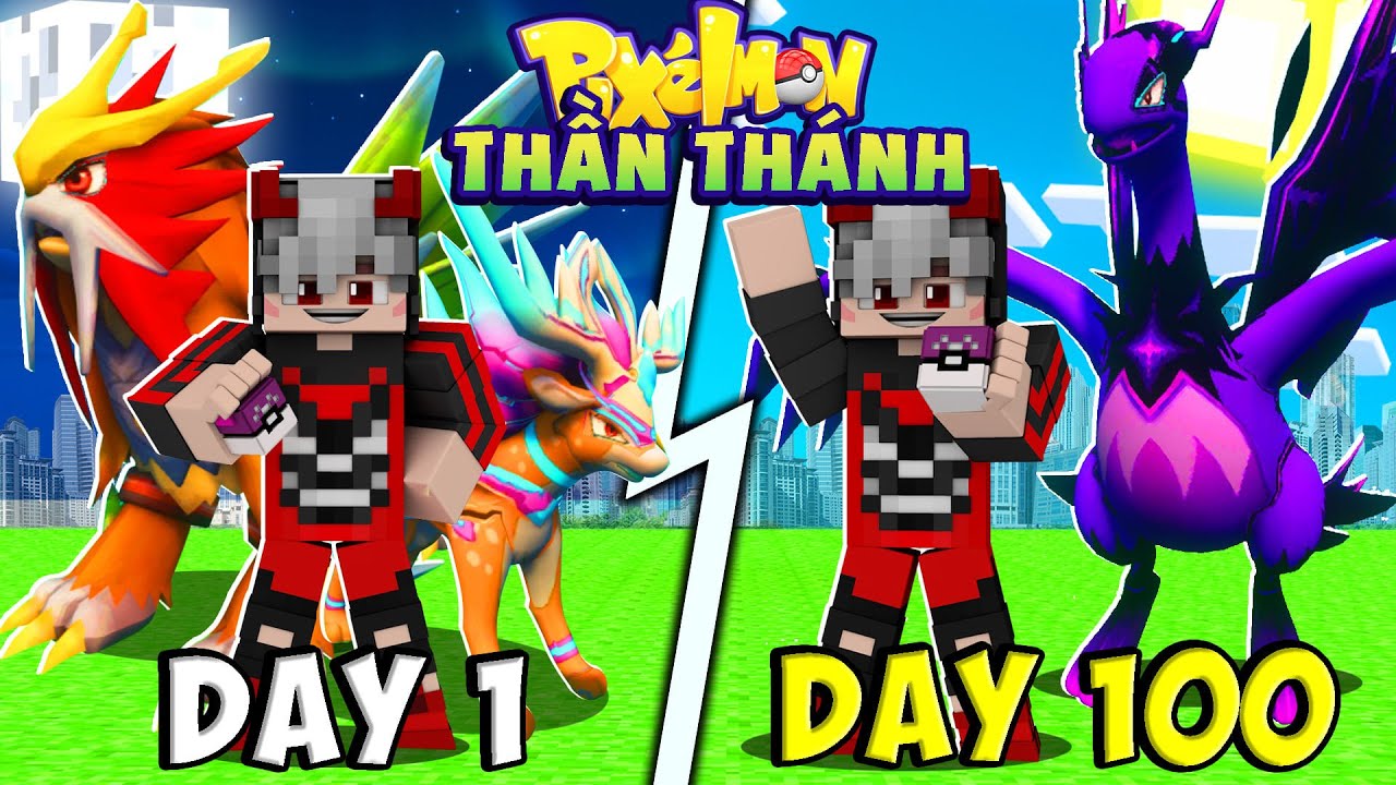 2 CÁ Tóm Tắt 100 Ngày Pixelmon Thần Thánh Trong Minecraft Entei Hỏa Thần Lugia Bóng Tối