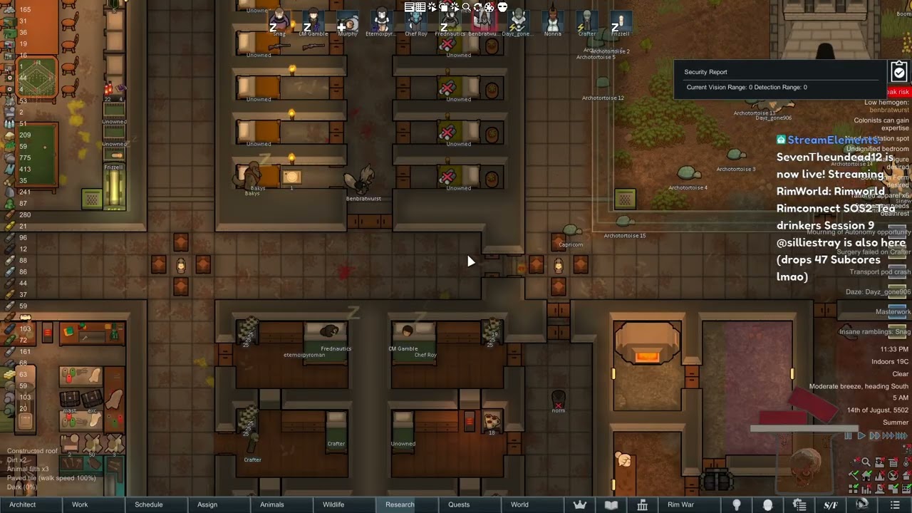 Rimworld Rimconnect SOS2 Tea drinkers Session 9 @silliestray is also here (drops 47 Subcores lmao)