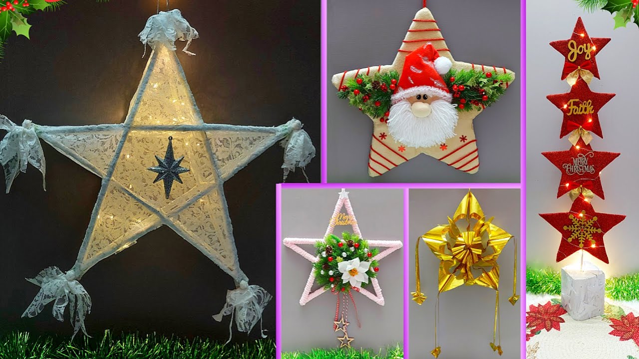 5 Low cost Christmas Star making ideas with waste material  - Part 1 | DIY Christmas craft idea🎄181