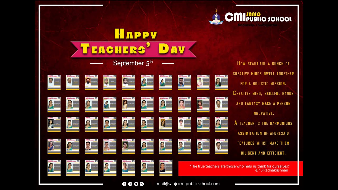Happy Teachers' Day 2021- Sanjo CMI Public School, Koduvely