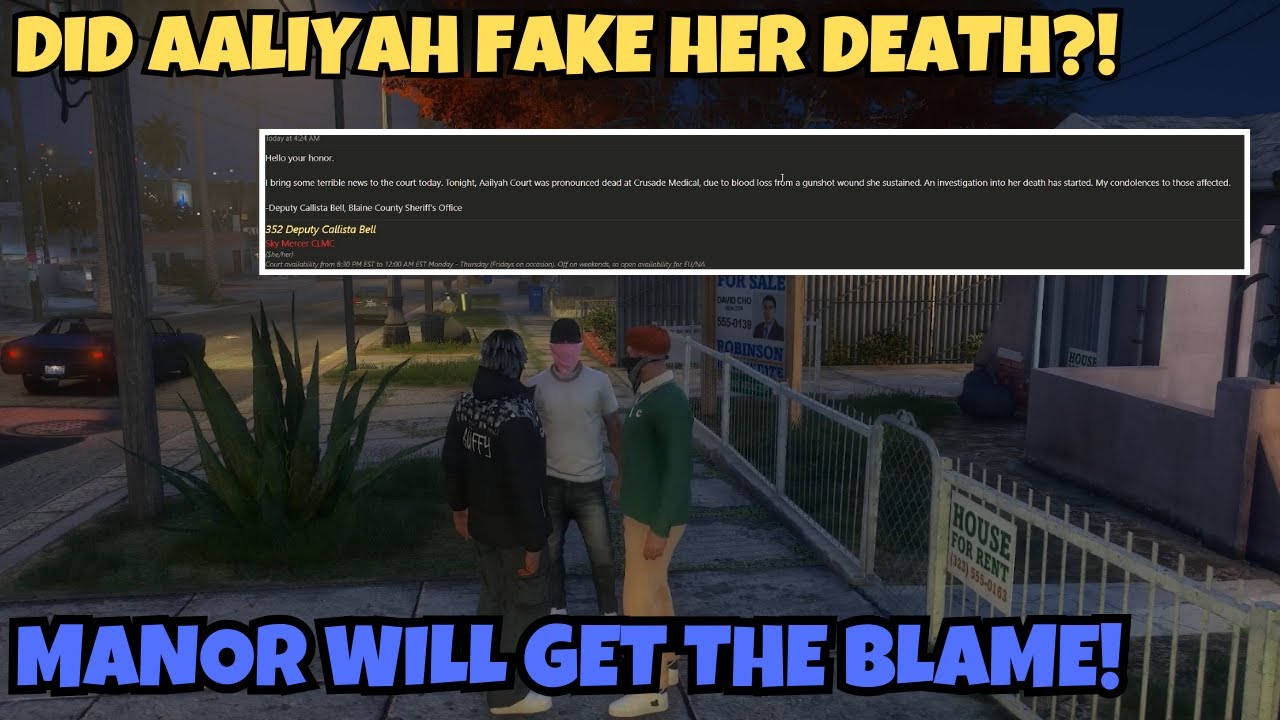 MANOR Find Out About Aaliyah Dying & Worry MANOR Will Get the BLAME | NOPIXEL 4.0 GTA RP