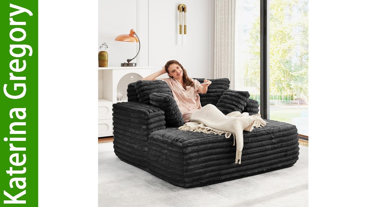 JEEOHEY 56 inch W Oversized Chaise Lounge Chair Indoor Plush Faux Fur Sleeper Sofa Review