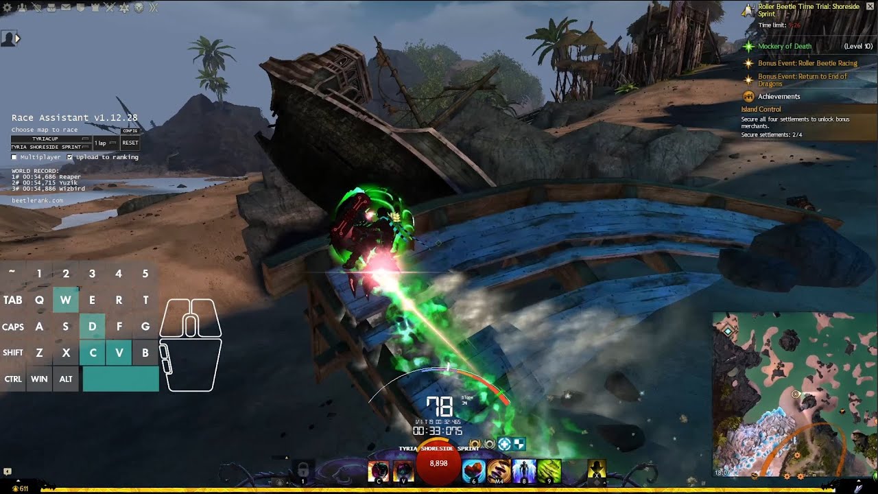 GW2 - Roller Beetle Time Trial: Shoreside Sprint [00:54.680] | Southsun Cove