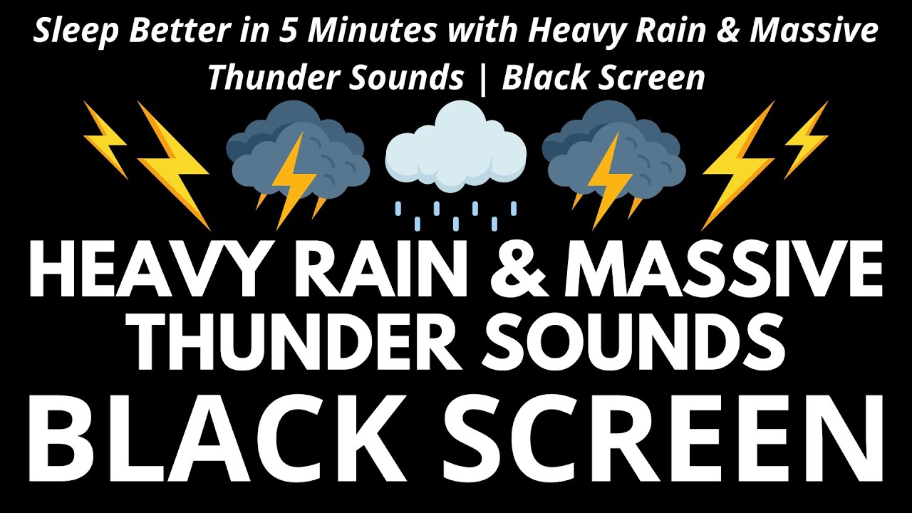 Sleep Better in 5 Minutes with Heavy Rain & Massive Thunder Sounds | Black Screen