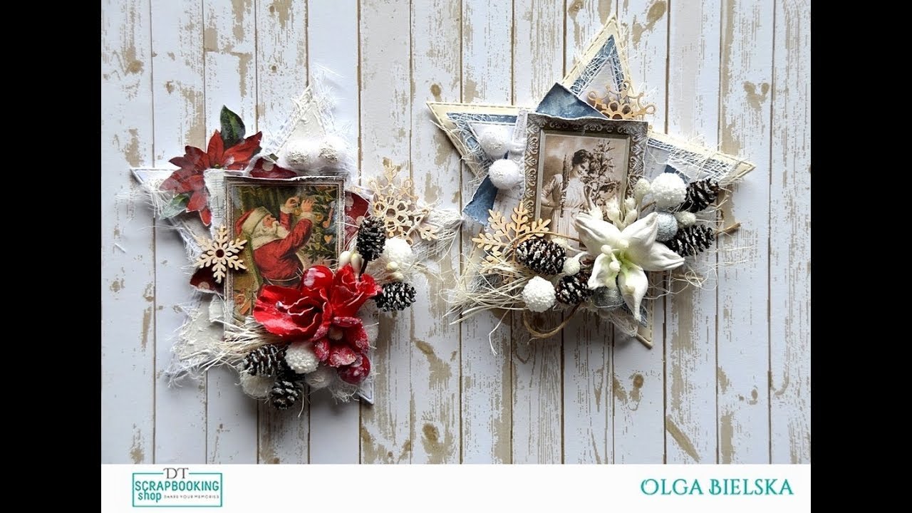 Kartki gwiazdy - Boże Narodzenie / Christmas cards - scrapbooking tutorial