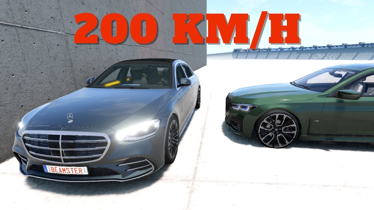 Mercedes-Benz W223 S580 vs BMW G12 M760Li Crash Test - BeamNG Drive