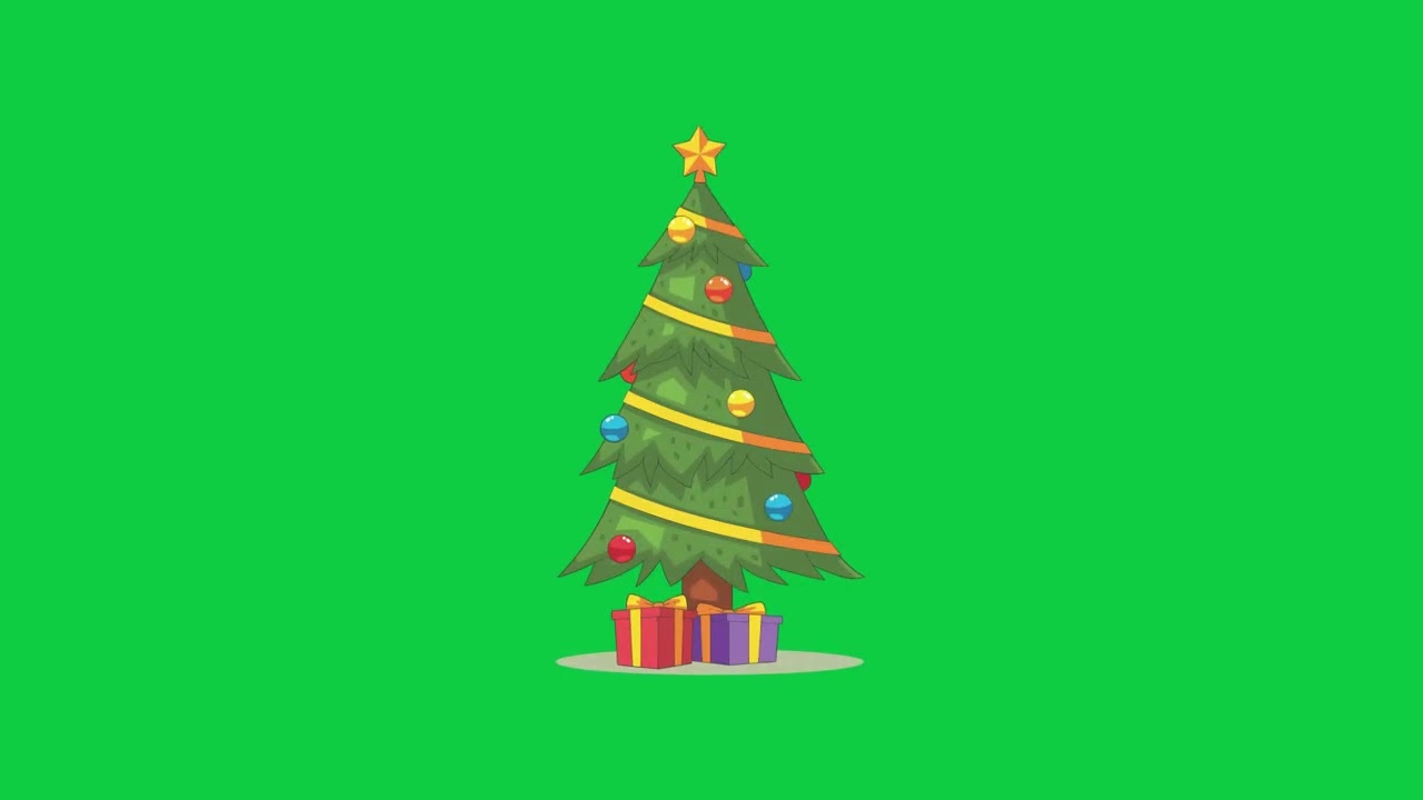 Christmas Tree on Ground Near Gifts Animation | Green Screen