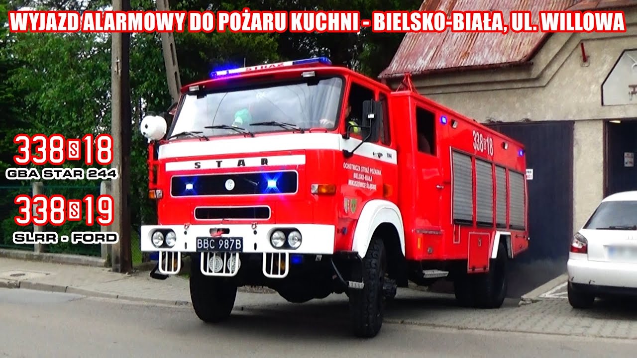 Wyjazd alarmowy 338[S]18 GBA Star 244, 338[S]19 SLRr Ford - OSP Mikuszowice Śląskie do pożaru kuchni