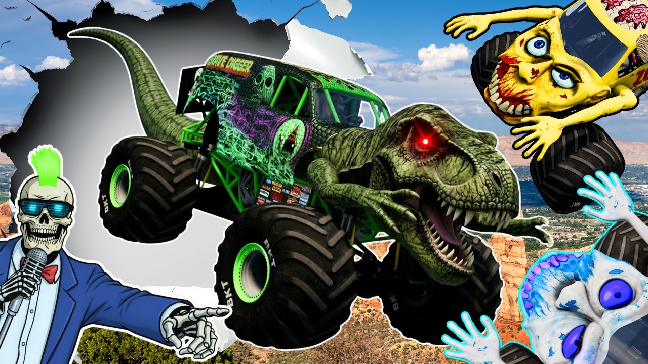 Безумные гонки, фристайл и скоростные прыжки в Monster Jam #117 | BeamNG Drive | Grave Digger