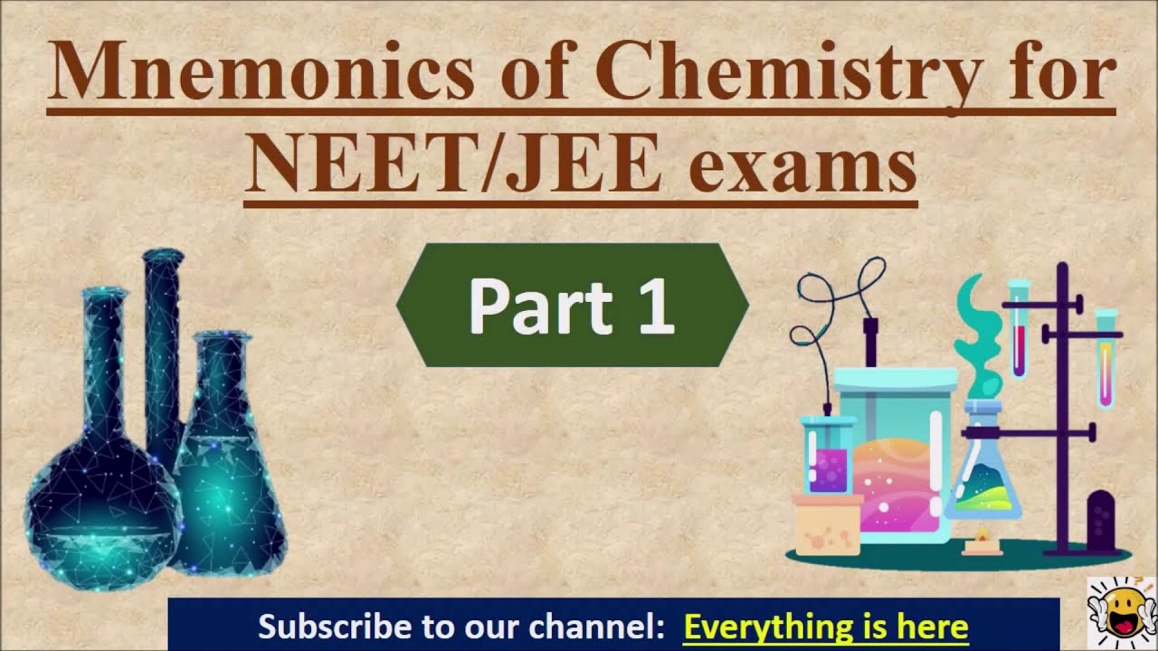 Mnemonics of Chemistry for NEET and JEE exams- Part 1