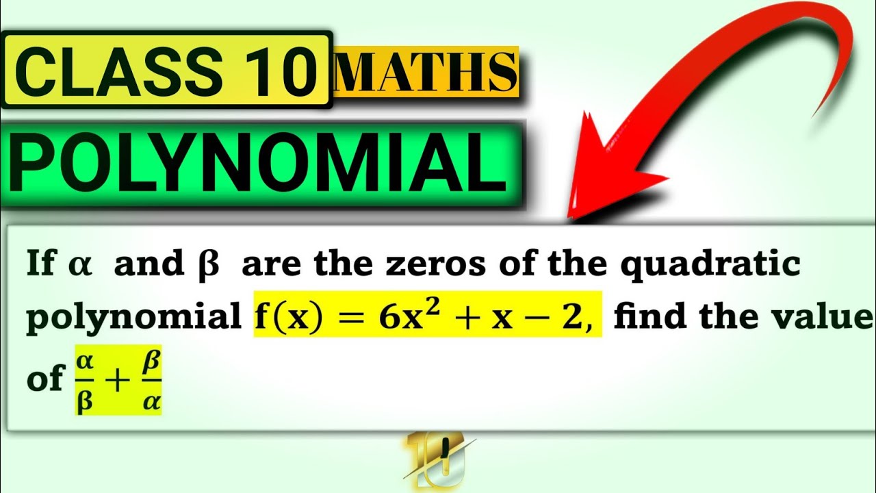 Polynomial || If alpha and beta are the zeros of the quadratic polynomial f(x)=6x^2+x-2 || Class 10