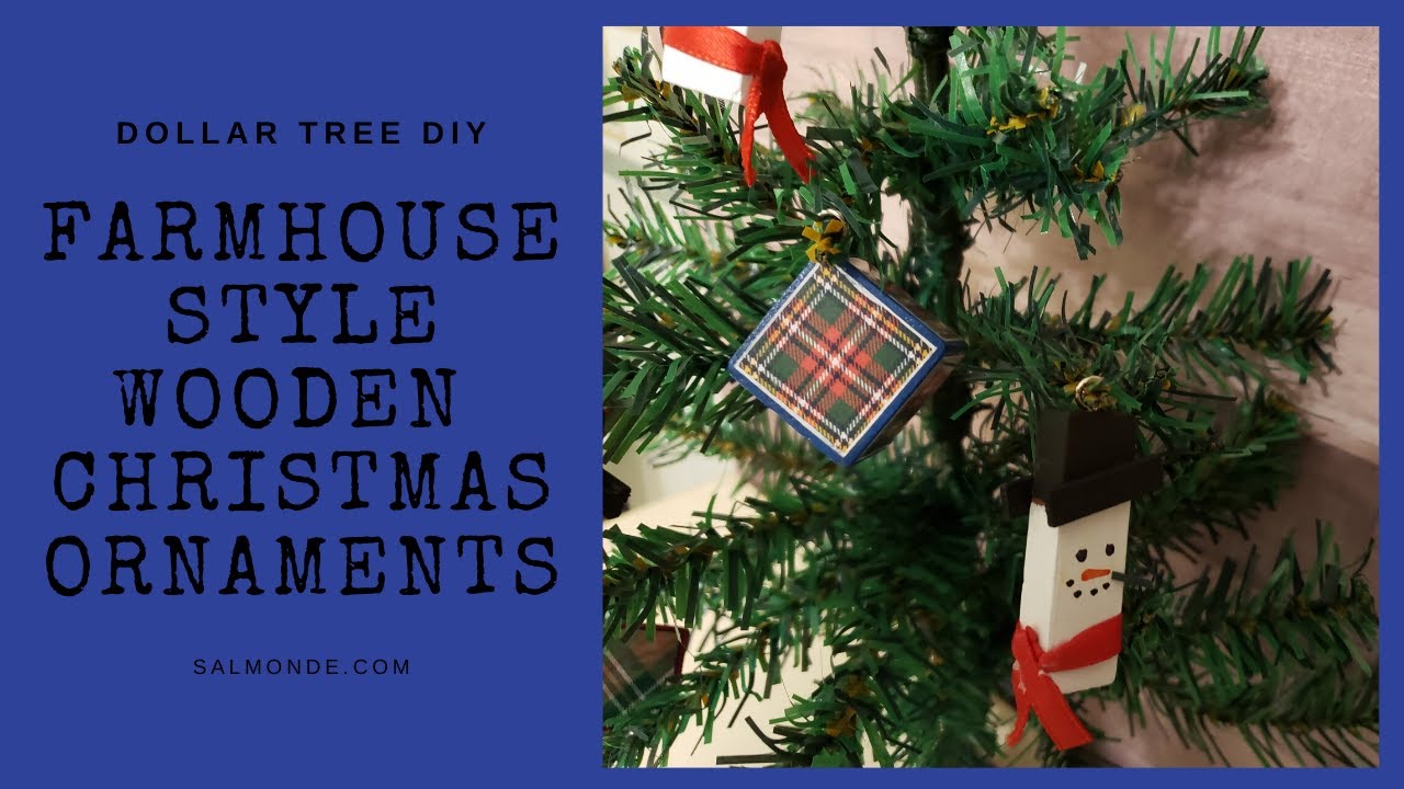 Wood Block Country Christmas Ornaments ~ Dollar Tree Farmhouse DIY