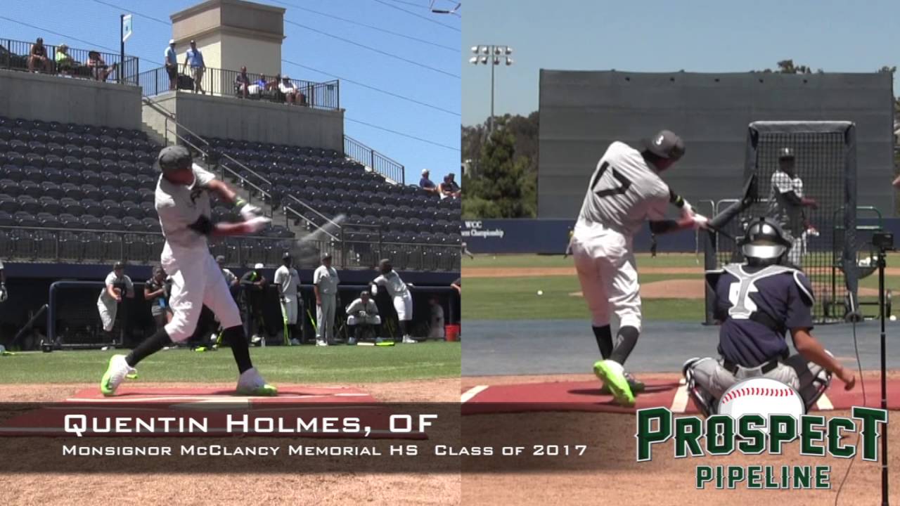 Quentin Holmes Prospect Video, OF, Monsignor McClancy Memorial High School, Home Run Derby at PGAAC