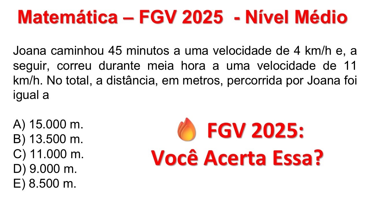 Matemática para Concurso FGV 2025: Caminhada e Corrida – Aprenda a Resolver Rápido