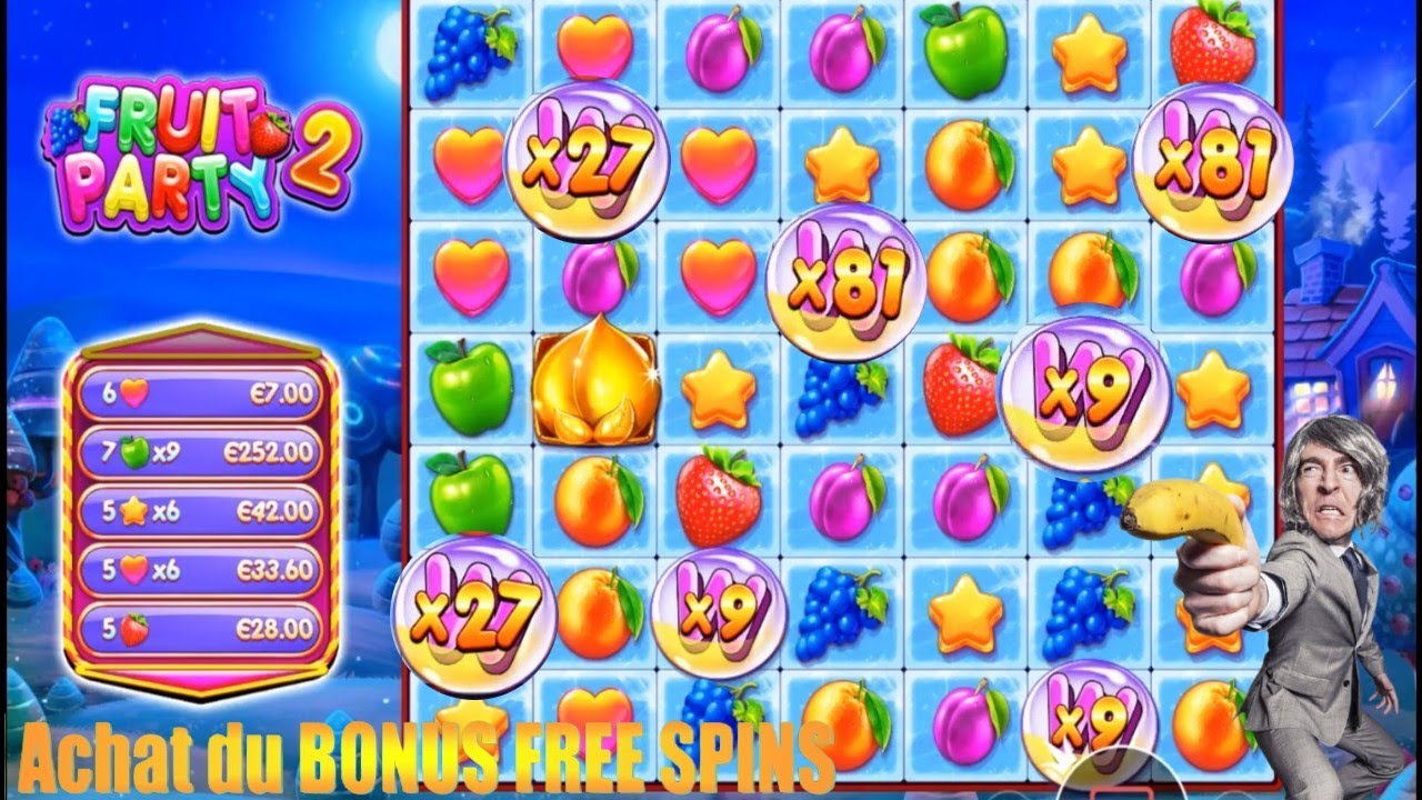 FRUIT PARTY 2 : Retour sur ce jeu, avec l'option d'achats de BONUS FREE SPINS à tenter ! 🥝🍊🍉🍅🍋🍈🍍