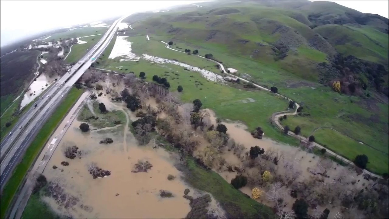 Drone footage of coyote creek flooding, raw video