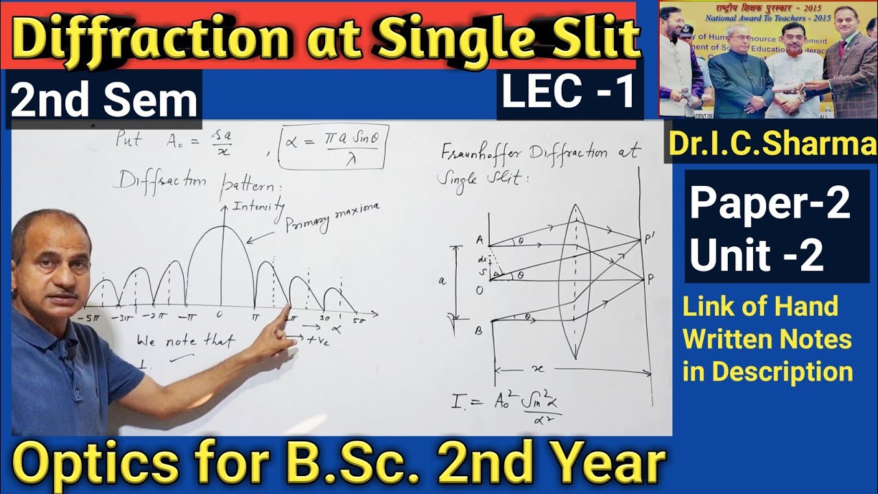 Diffraction at single Slit for B.Sc. 2nd  year || One Slit Diffraction for B.Sc. 2nd year || LEC -1