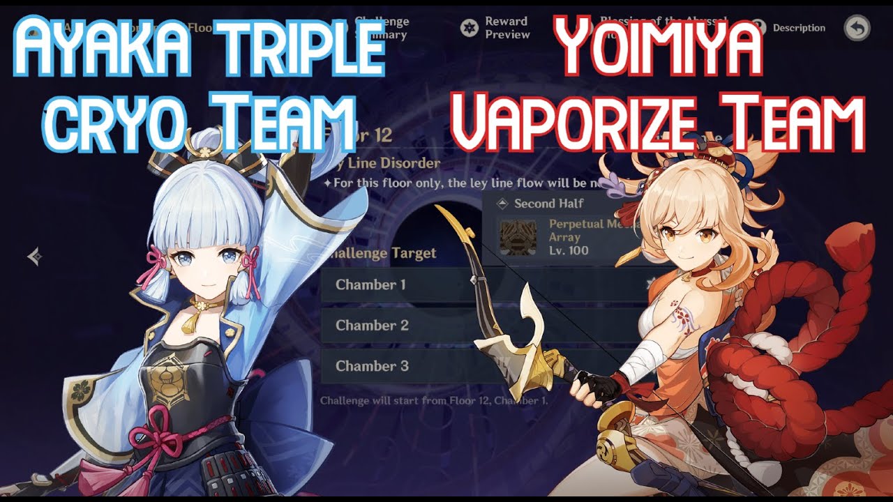 【GI】C0 Ayaka & Yoimiya Spiral Abyss 2.1 Floor 12 Full Star Clear Gameplay!