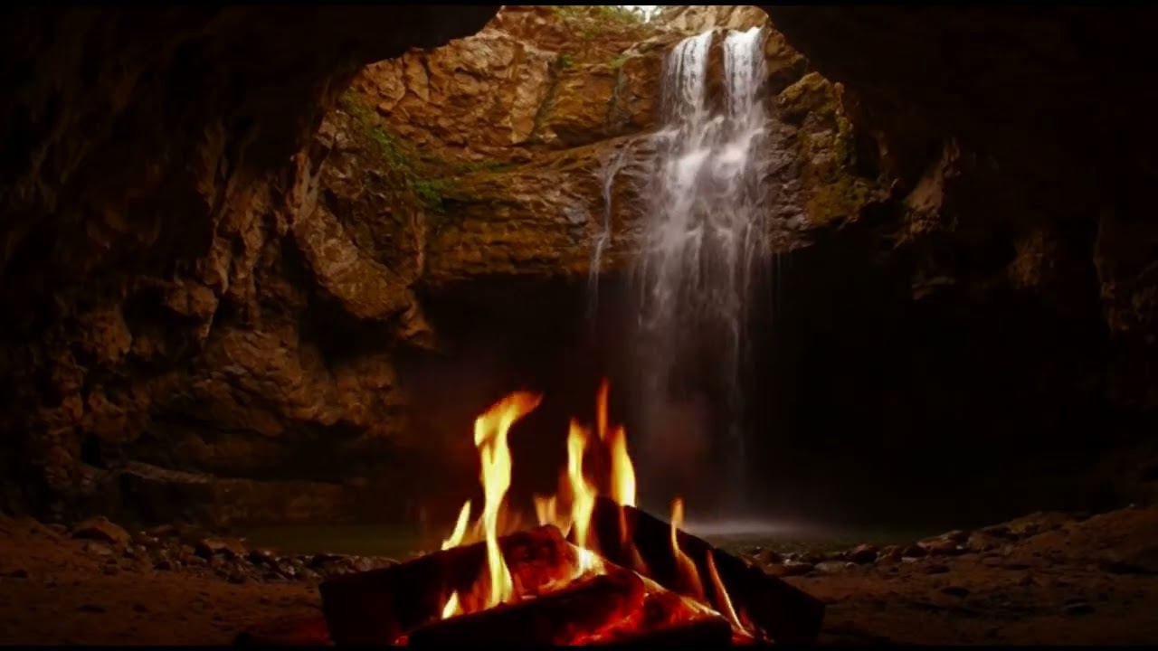 Sleeping Behind a Waterfall Campfire