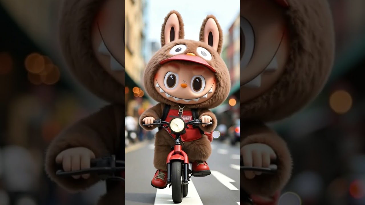 Labubu rides a bicycle to play #labubu #laguanakindonesia #laguedukasi