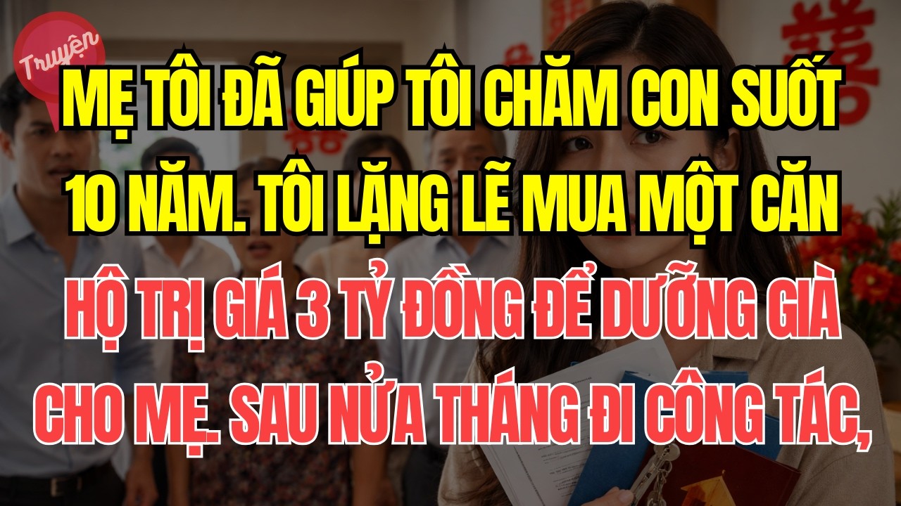 Mẹ tôi đã giúp tôi chăm con suốt 10 năm. Tôi lặng lẽ mua 1 căn hộ trị giá 3 tỷ đồng để dưỡng già cho