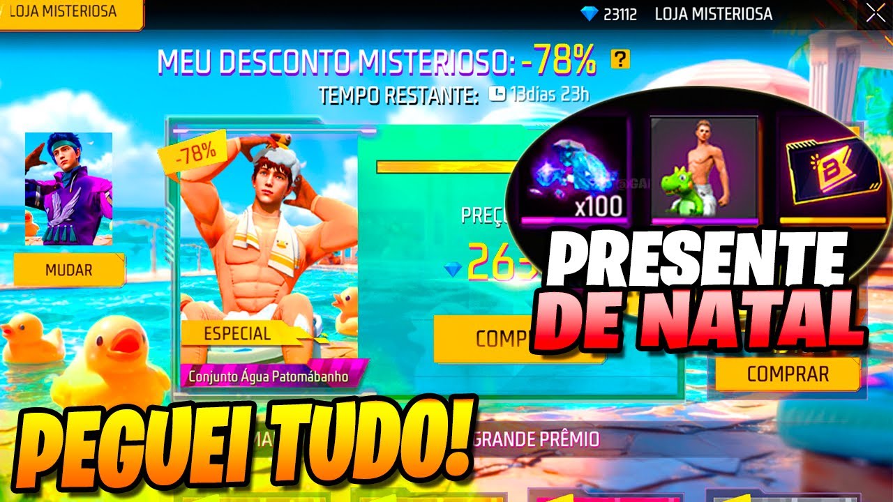 100 DIMAS DE PRESENTE! ZERANDO A LOJA MISTERIOSA DE NATAL, PASSE GR&Aacute;TIS, NOVIDADES FREE FIRE