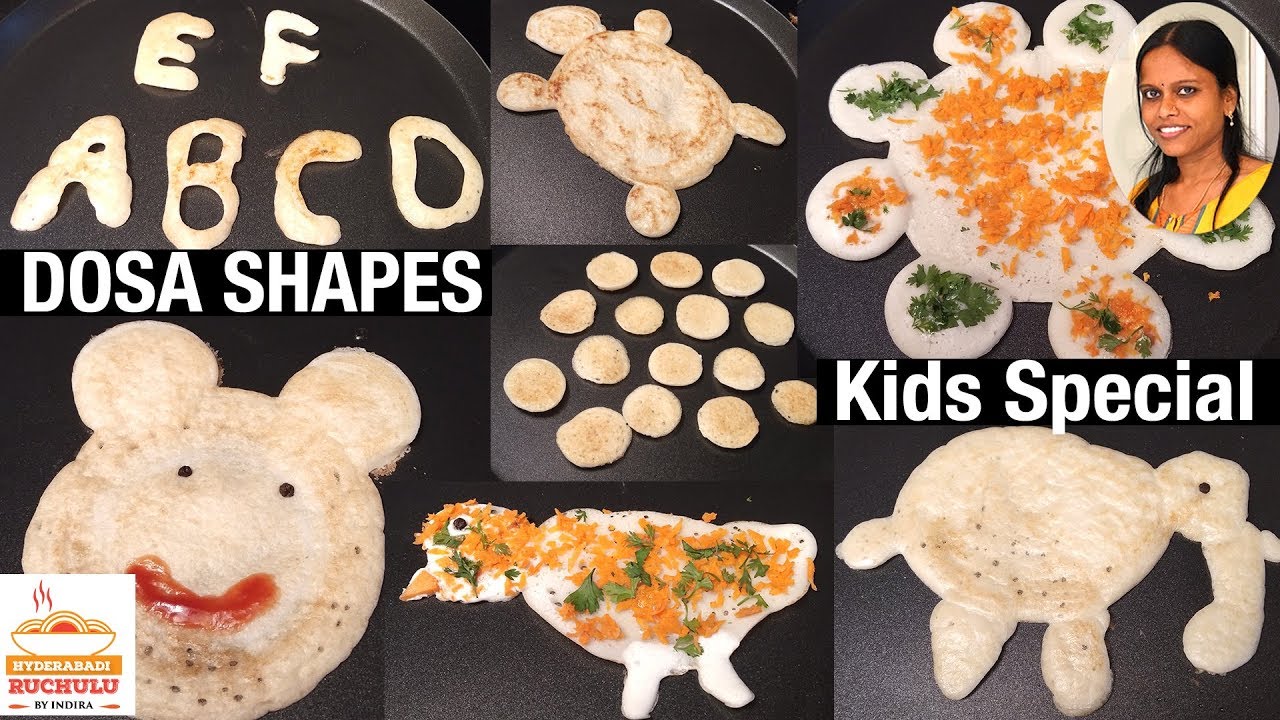 Dosa Shapes | Kids Breakfast Recipes | Crispy Dosa | Dosa Recipe | How to make Dosa Shapes