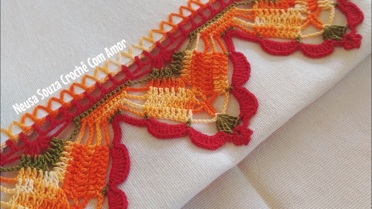 Barrado Para Pano de Prato Simples e Fácil 😍 #crochefile